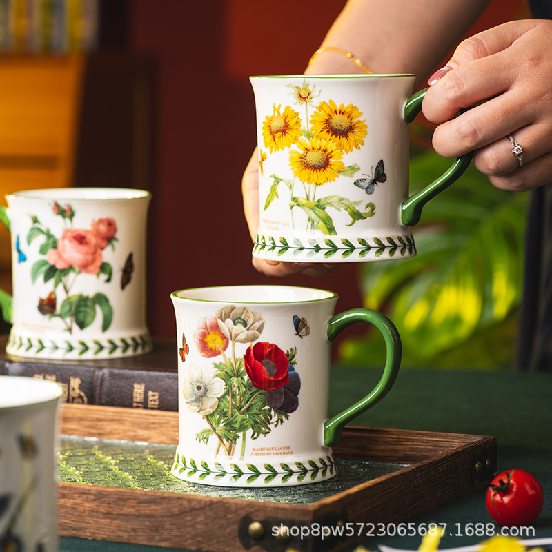 Coffee Tea English - Creative Pastoral Style Ceramic Coffee Cup,