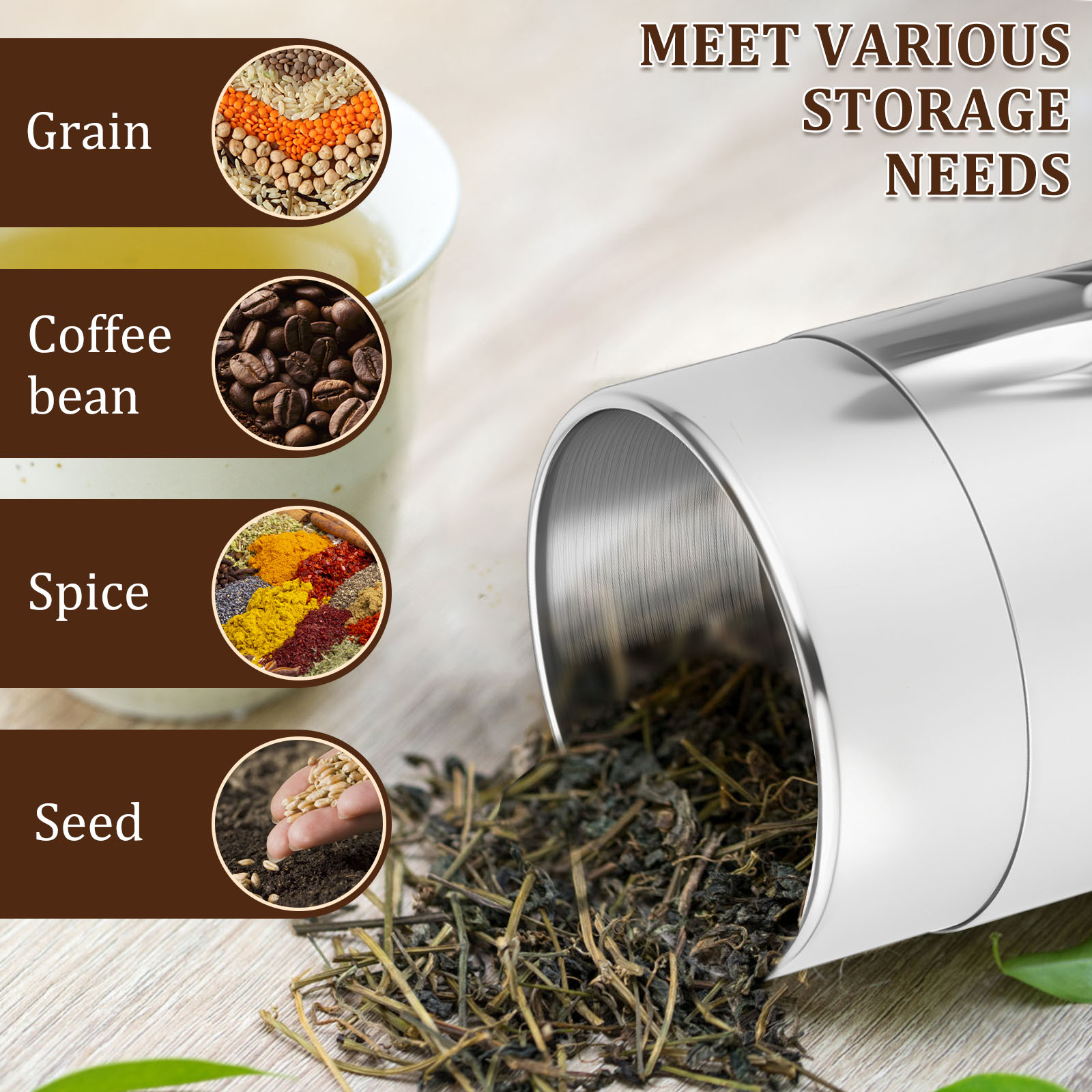 Stainless Steel Tea Leaf Tins  - đánh giá và giá Coffee Tea Sugar